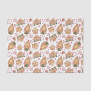 かわいい水色ジンジャーブレッドハウスホワイトクリスマス 薄葉紙