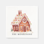 かわいい水色ジンジャーンリードハウスクリスマスパーティー スタンダードカクテルナプキン (正面)