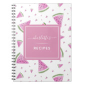 かわいい水色スイカ柄スイーツレシピ ノートブック (正面)