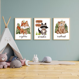 かわいい水色スタイルラクーンカスタム文字名 ポスター