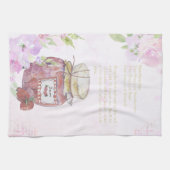 かわいい水色ストロベリージャムレシピ キッチンタオル (横)