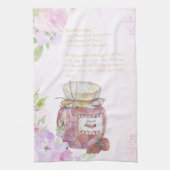 かわいい水色ストロベリージャムレシピ キッチンタオル (縦)