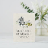 かわいい水色ゼブラおもしろいことわざ ポストカード (スタンド正面)