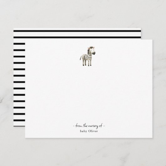 かわいい水色ゼブラベビーサンキューカード サンキューカード (正面/裏面)
