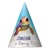 かわいい水色タートルザシーズン誕生日 パーティーハット (正面)