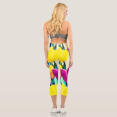 かわいい水色チューリップベージュイエローピンク カプリレギンス (裏面)