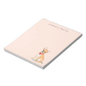 かわいい水色チワワ犬ピンクのメモ帳 ノートパッド (回転)