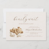 かわいい水色テディベアニュートラルベビーシャワー 招待状 (正面)