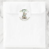 かわいい水色テディベア離れ誕生日任意の年齢 ラウンドシール (バッグ)