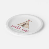 かわいい水色テペボホ1歳の誕生日 ペーパープレート (アングル)