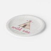 かわいい水色テペボホ1歳の誕生日 ペーパープレート (アングル)