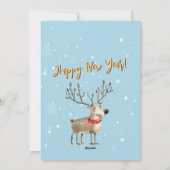 かわいい水色トナカイのクリスマスツリーカード シーズンカード (裏面)