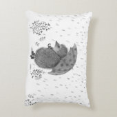 かわいい水色ハリネズミの雨の日お洒落 アクセントクッション (裏面(縦))