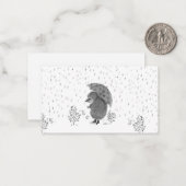かわいい水色ハリネズミの雨の日お洒落 ノートカード (正面/裏面インサイチュ)