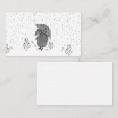 かわいい水色ハリネズミの雨の日お洒落 ノートカード (正面/裏面)