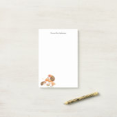 かわいい水色ハリネズミパーソナライズされた ポストイット (デスク上)