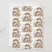 かわいい水色ハリネズミ家族の赤ちゃんシャワー 招待状 (裏面)