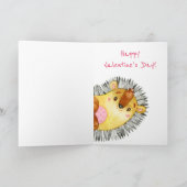 かわいい水色ハリネズミ幸せなバレンタインデー シーズンカード (内部)