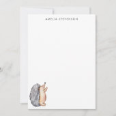 かわいい水色ハリネズミ文具パーソナライズされた ノートカード (正面)