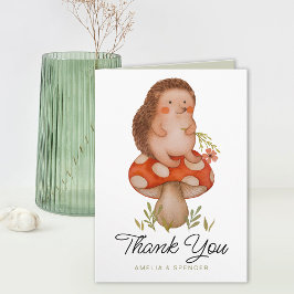 かわいい水色ハリネズミ赤ちゃんシャワーありがとう カード