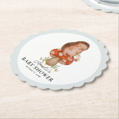 かわいい水色ハリネズミ青ベビーシャワー ペーパーコースター (アングル)