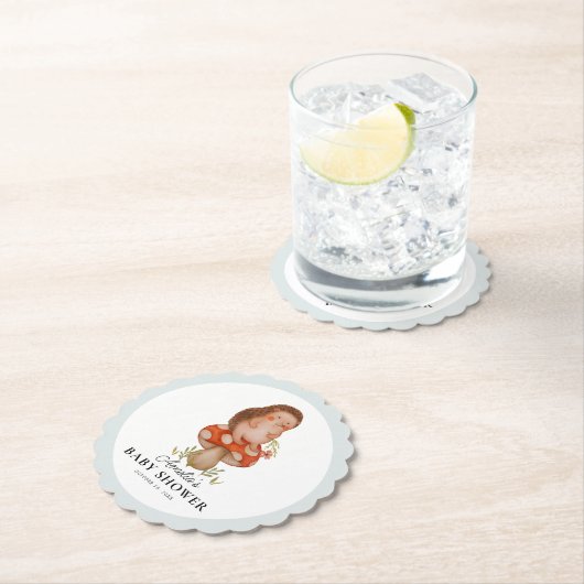 かわいい水色ハリネズミ青ベビーシャワー ペーパーコースター (インサイチュ)