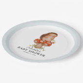 かわいい水色ハリネズミ青ベビーシャワー ペーパープレート (アングル)