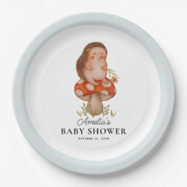 かわいい水色ハリネズミ青ベビーシャワー ペーパープレート