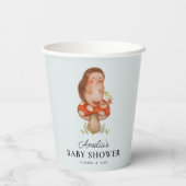 かわいい水色ハリネズミ青ベビーシャワー 紙コップ (裏面)