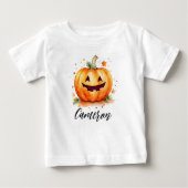 かわいい水色ハロウィーンのカボチャのちょうちんハロウィーン ベビーTシャツ (正面)