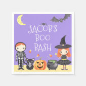 かわいい水色ハロウィーンの衣装キッズ スタンダードカクテルナプキン (正面)