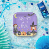 かわいい水色ハロウィーンの衣装キッズ ペーパープレート (パーティー)