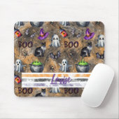かわいい水色ハロウィーン幽霊猫こうもり マウスパッド (マウス)