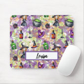 かわいい水色ハロウィーン幽霊猫こうもり マウスパッド (マウス)