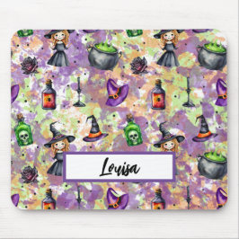 かわいい水色ハロウィーン幽霊猫こうもり マウスパッド