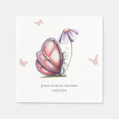 かわいい水色バタフライガールベビーシャワー スタンダードカクテルナプキン (正面)