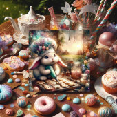 かわいい水色バニーつや消しイースタークッキー シーズンカード