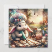 かわいい水色バニーつや消しイースタークッキー シーズンカード (正面)