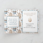 かわいい水色バニーイースターエッグ狩り折り畳みカード 招待状 (内部)