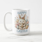 かわいい水色バニーイースター コーヒーマグカップ (左)