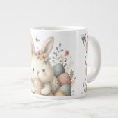 かわいい水色バニーイースター ジャンボコーヒーマグカップ (正面右)