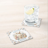 かわいい水色バニーイースター スクエアペーパーコースター (インサイチュ)