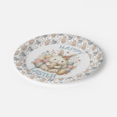 かわいい水色バニーイースター ペーパープレート (アングル)