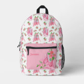 かわいい水色バレエ靴パターン女の子 プリントバックパック (正面)