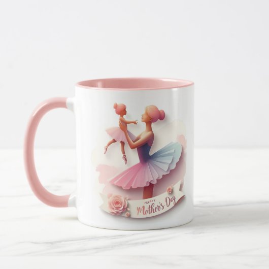 かわいい水色バレリナマシルエットマグ マグカップ (左)