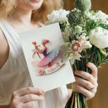 かわいい水色バレリーナ母はがき