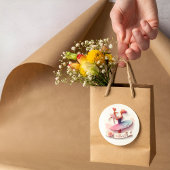 かわいい水色バレリーナ母ラウンドステッカー ラウンドシール