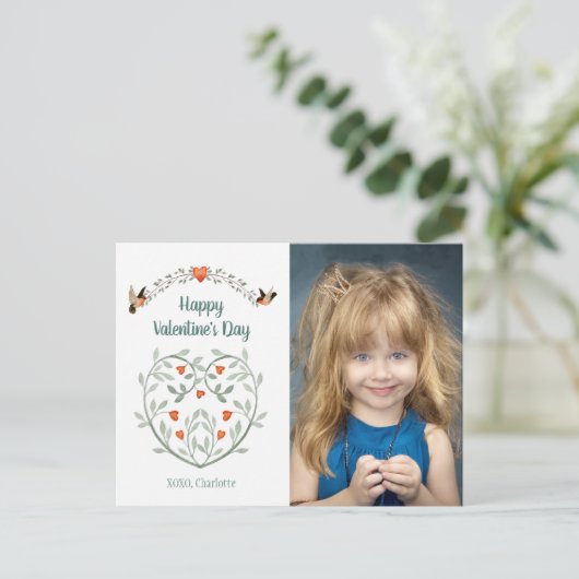 かわいい水色バレンタインと写真 シーズンポストカード (スタンド正面)