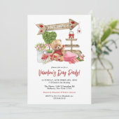 かわいい水色バレンタインデーパーティの招待状 招待状 (スタンド正面)