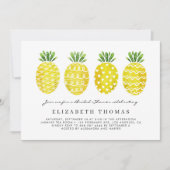 かわいい水色パイナップルサマーブライダルシャワー 招待状 (正面)